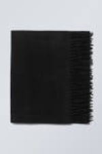 Black - Long Woven Wool Scarf - 1