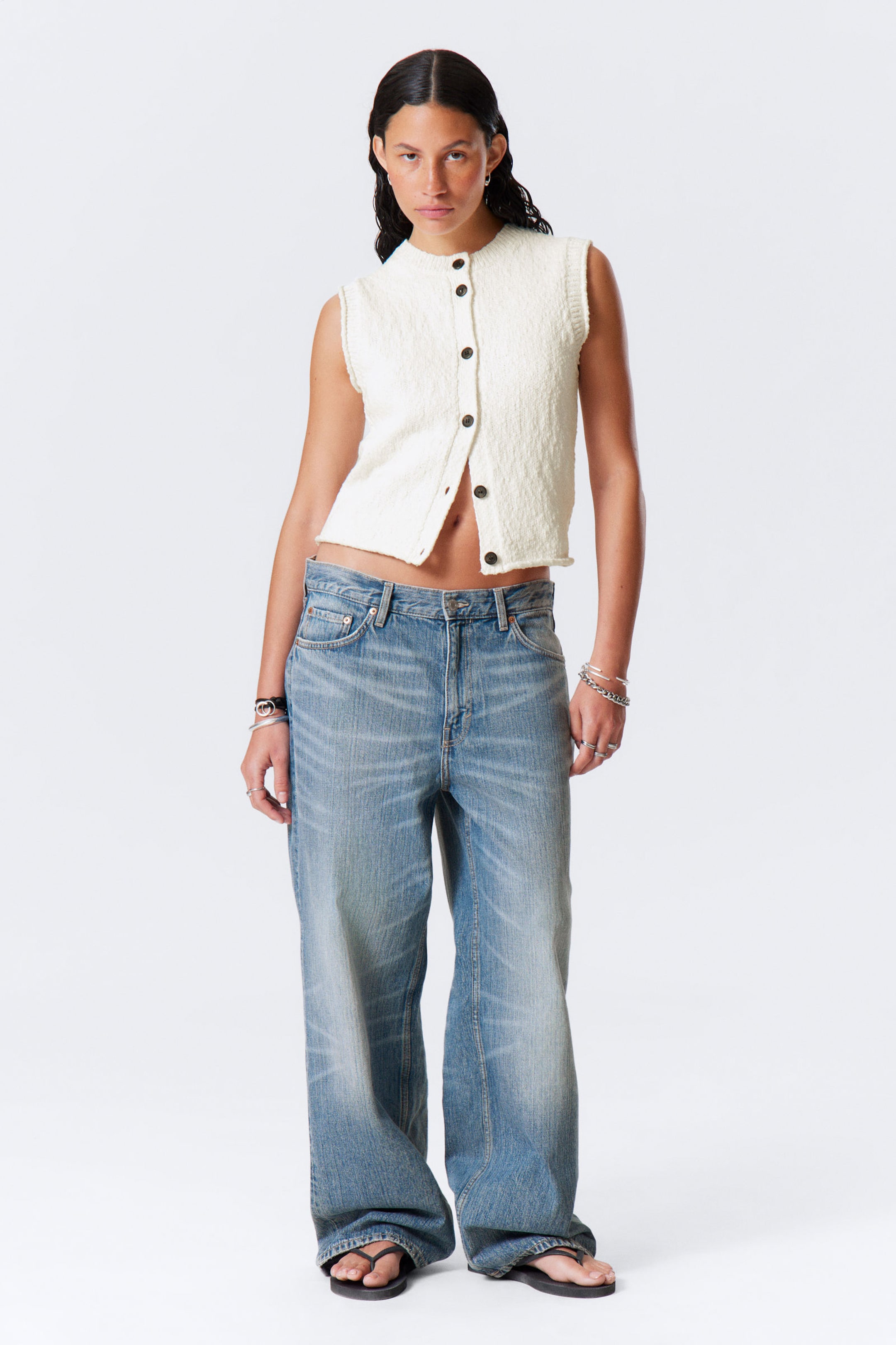 #F0EEED - Knitted SingleBreasted Vest - 2