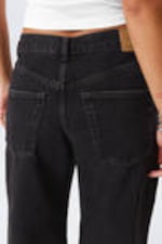 Tuned Black - Oblique Low Waist Loose Barrel Leg Jeans - 4