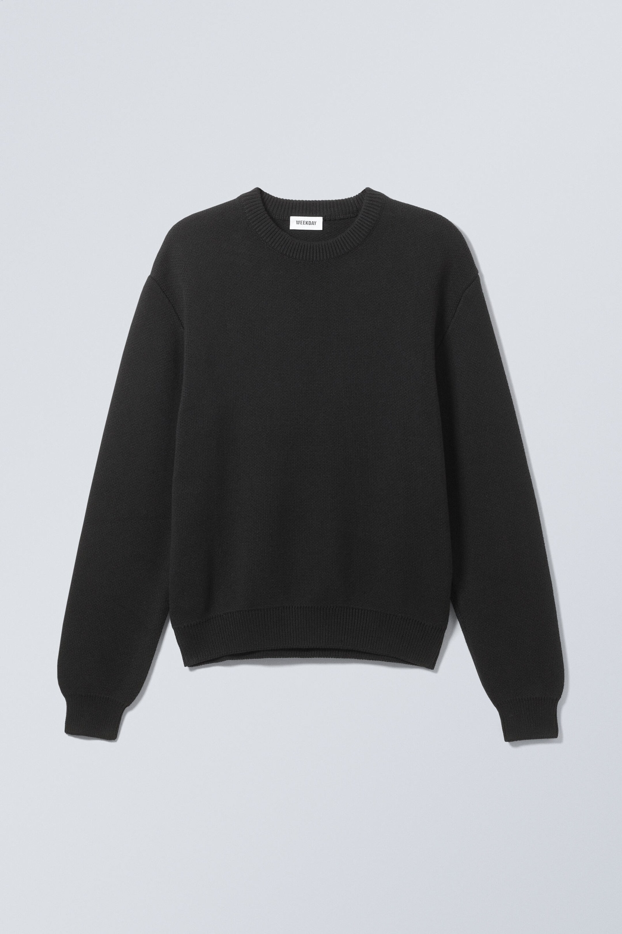 regular knitted cotton sweater - Black | Weekday EU