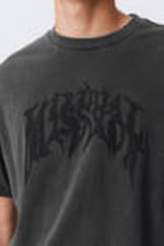 Grau washed - Virtual Mission - Bedrucktes kastiges T-Shirt - 1