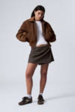 Brown - Padded Bomber Jacket - 1