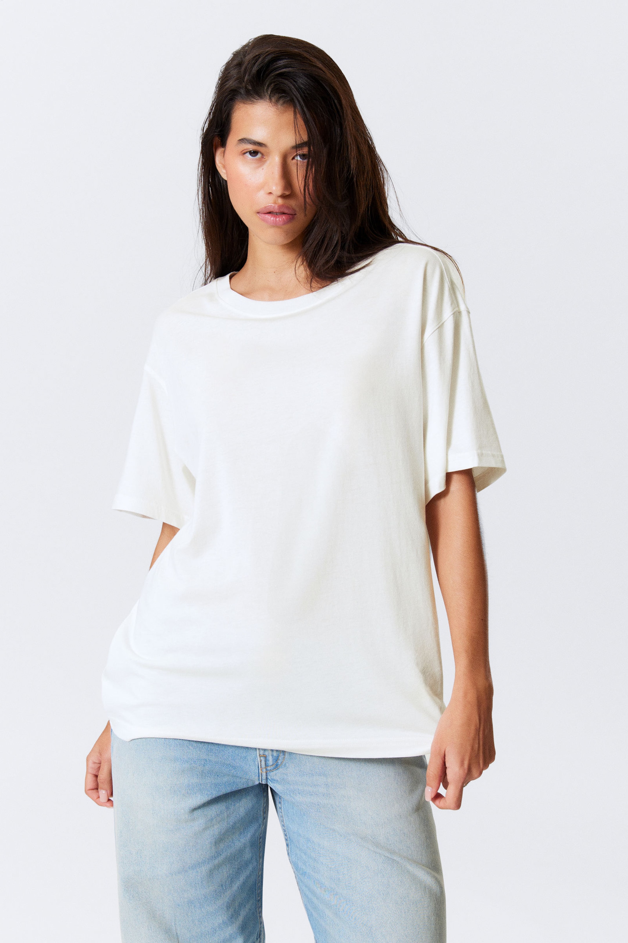 #F0EEED - Soft Oversized Short-Sleeved T-shirt - 1