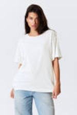 Gebroken wit - Zacht oversized T-shirt met korte mouwen - 0