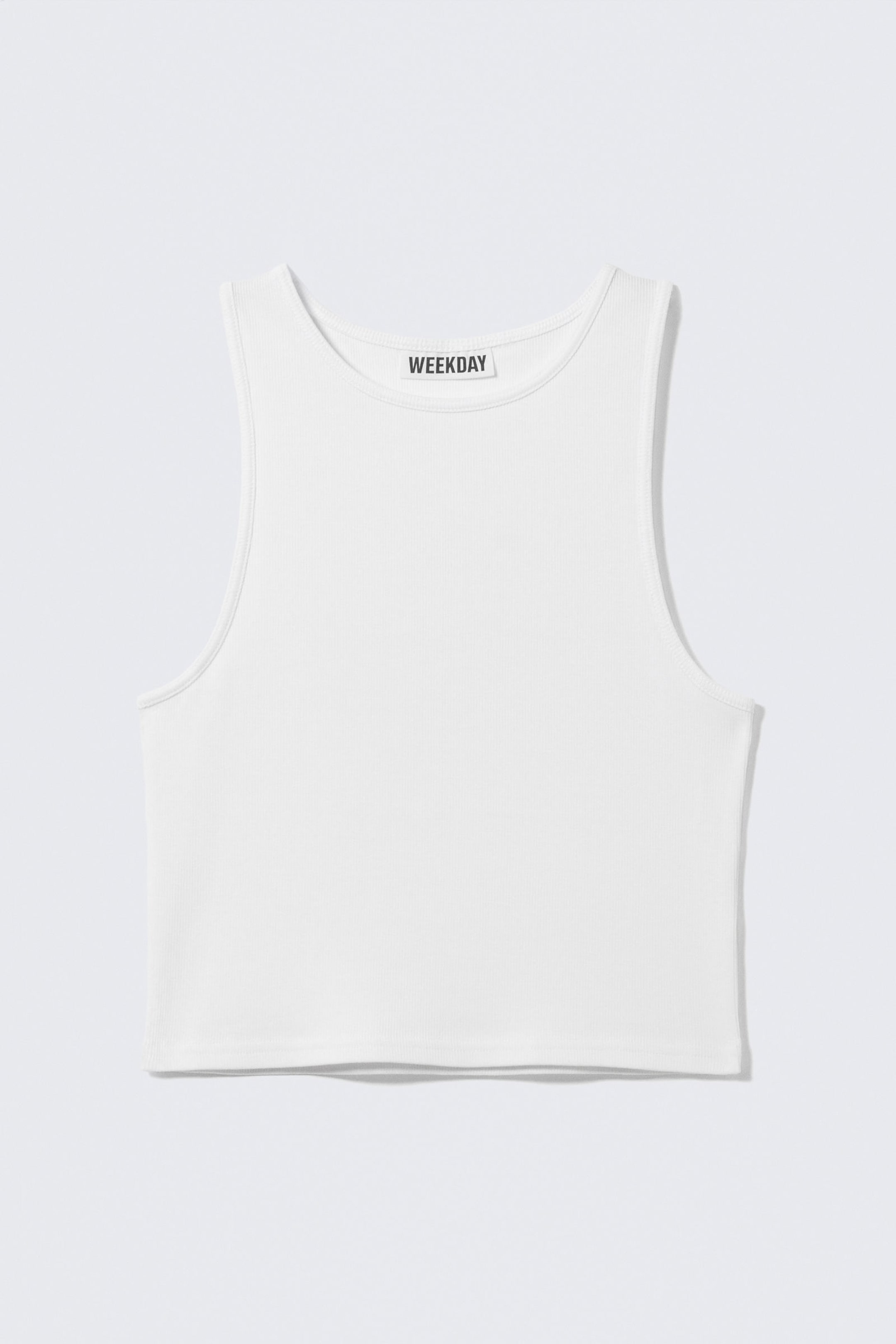 #FFFFFF - Cropped Ribbed Cotton Tank - 1