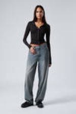 Trove Blue - Mittelblau - Rail Mid Waist Loose Wide Leg Jeans - 0