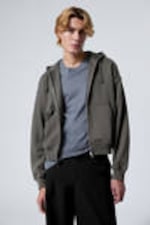 Grey - Boxy Midweight Zip Hoodie - 0