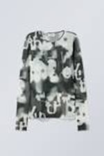 Black & white - T-shirt lange mouwen met vervaagde print - 0