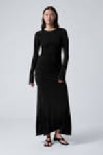 Black - Long Sleeve Maxi Dress - 0