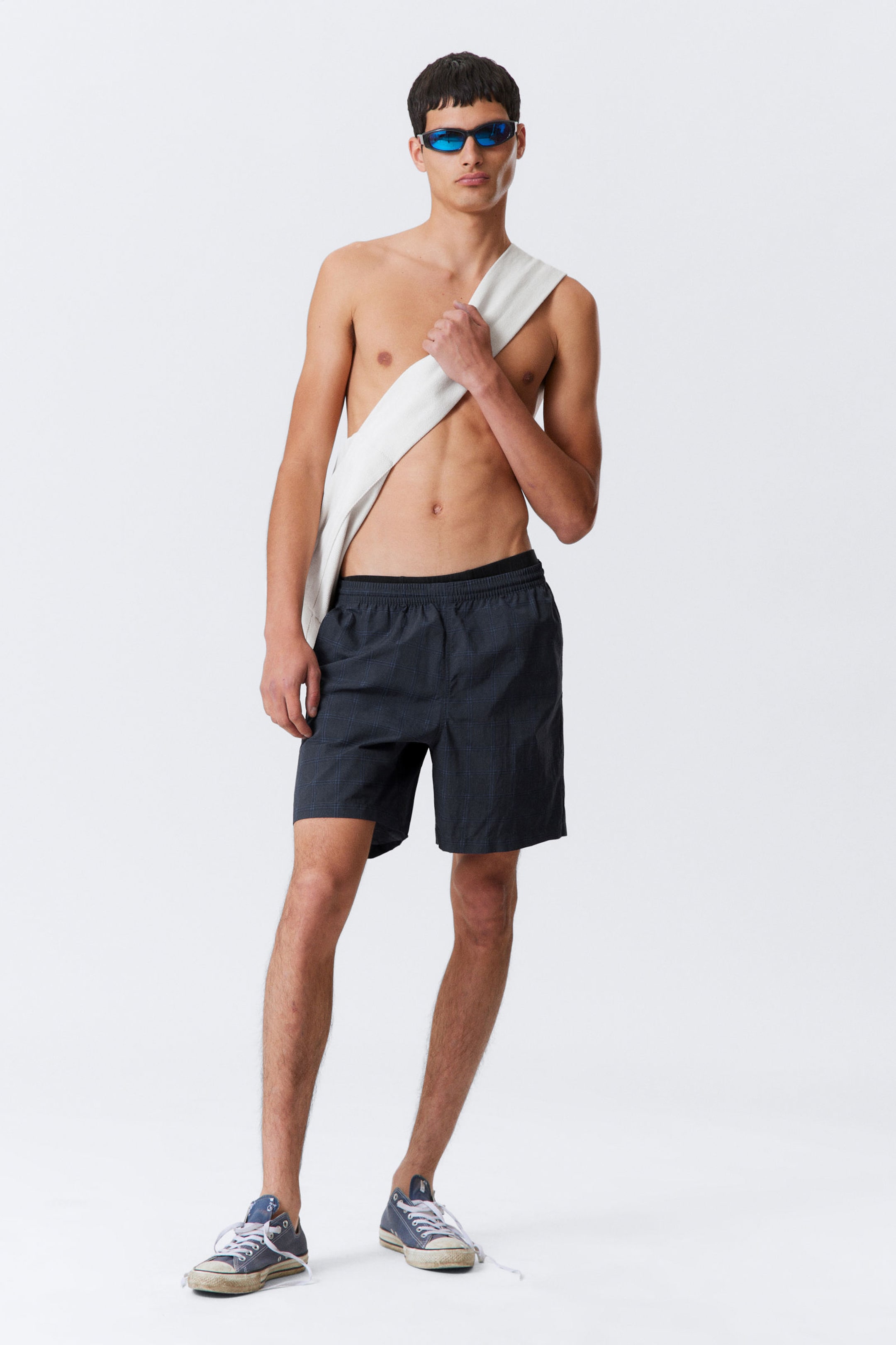 #373C46 - Checked Nylon Swim Shorts - 2