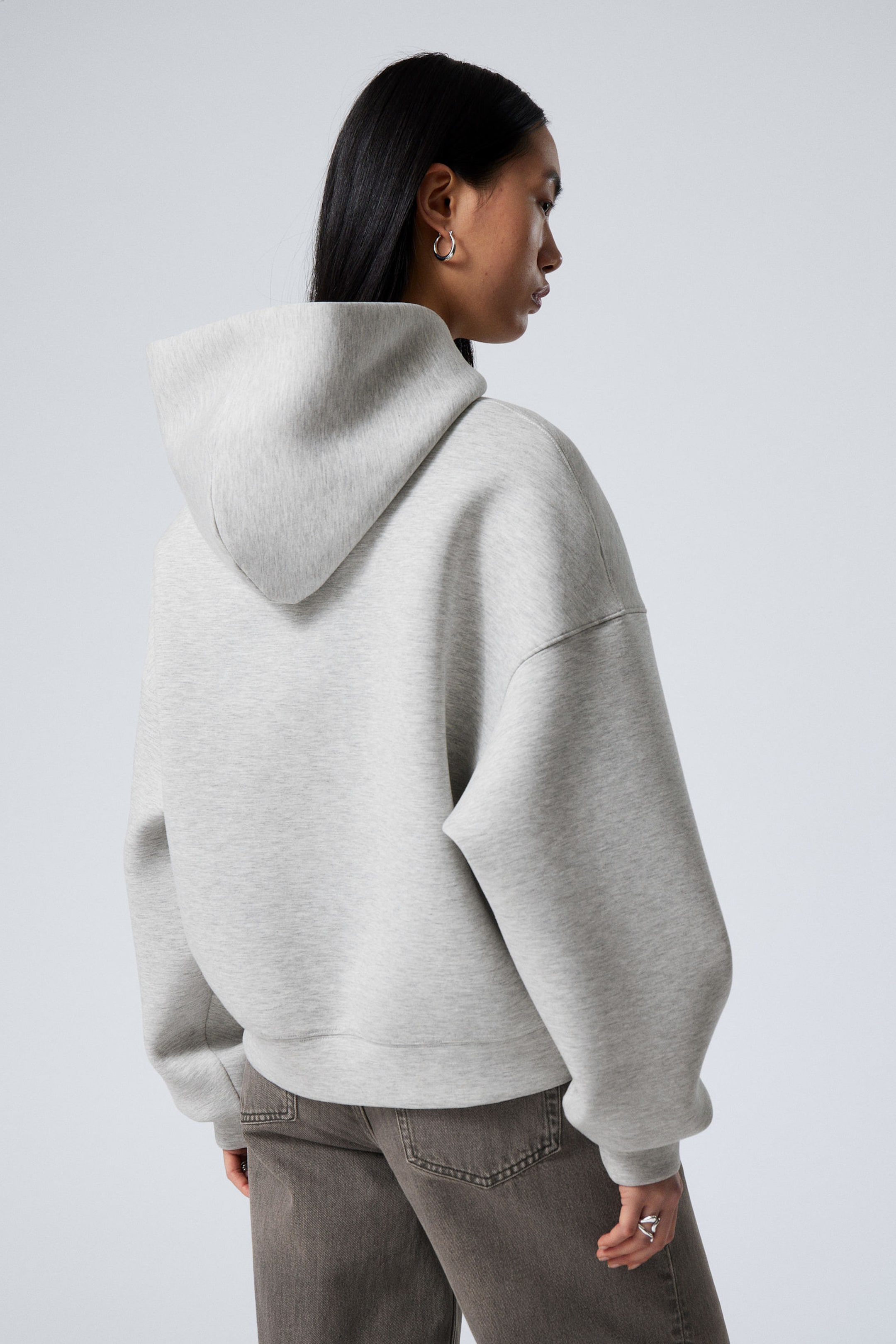 Light Grey - Oversized Scuba Hoodie - 3