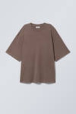 Donker taupe met wassing - Zacht oversized T-shirt - 0