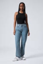 90s Blue - Mittelblau - Resolute Curve High Waisted Regular Straight Jeans - 0