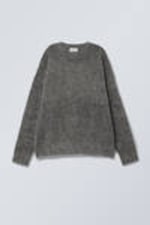 Dark Grey - Oversized Knitted Mohair Blend Sweater - 2