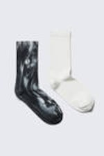 Dark Blue Tie-Dye & White - 2-pack Tie-Dye Crew Socks - 0