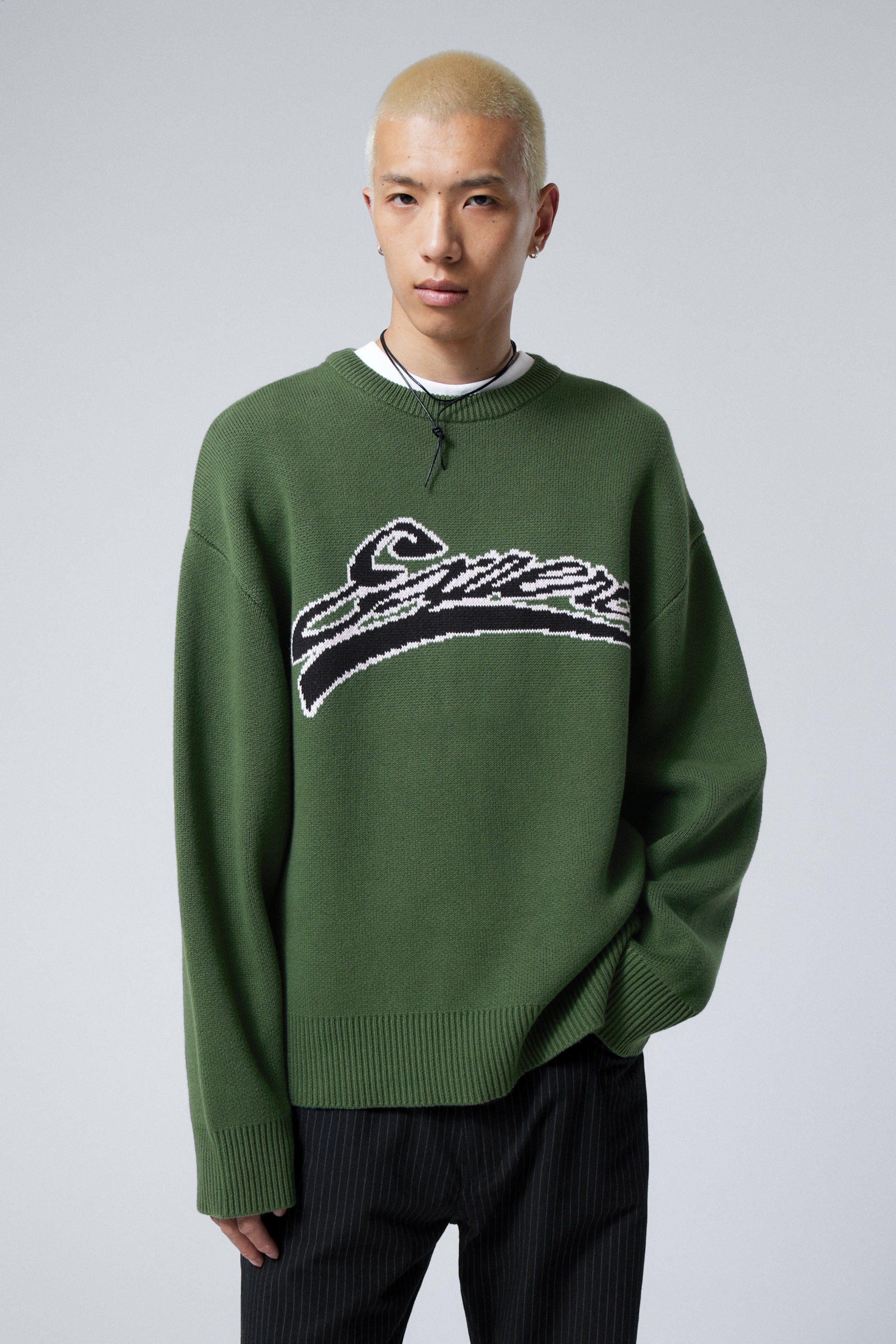 Dark Green - Expert - Cypher Graphic Knit Sweater - 0