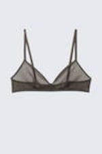 Dark Brown - Mila Printed Mesh Triangle Bra - 0