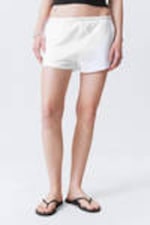 White - Mid Rise Mini Jersey Shorts - 1