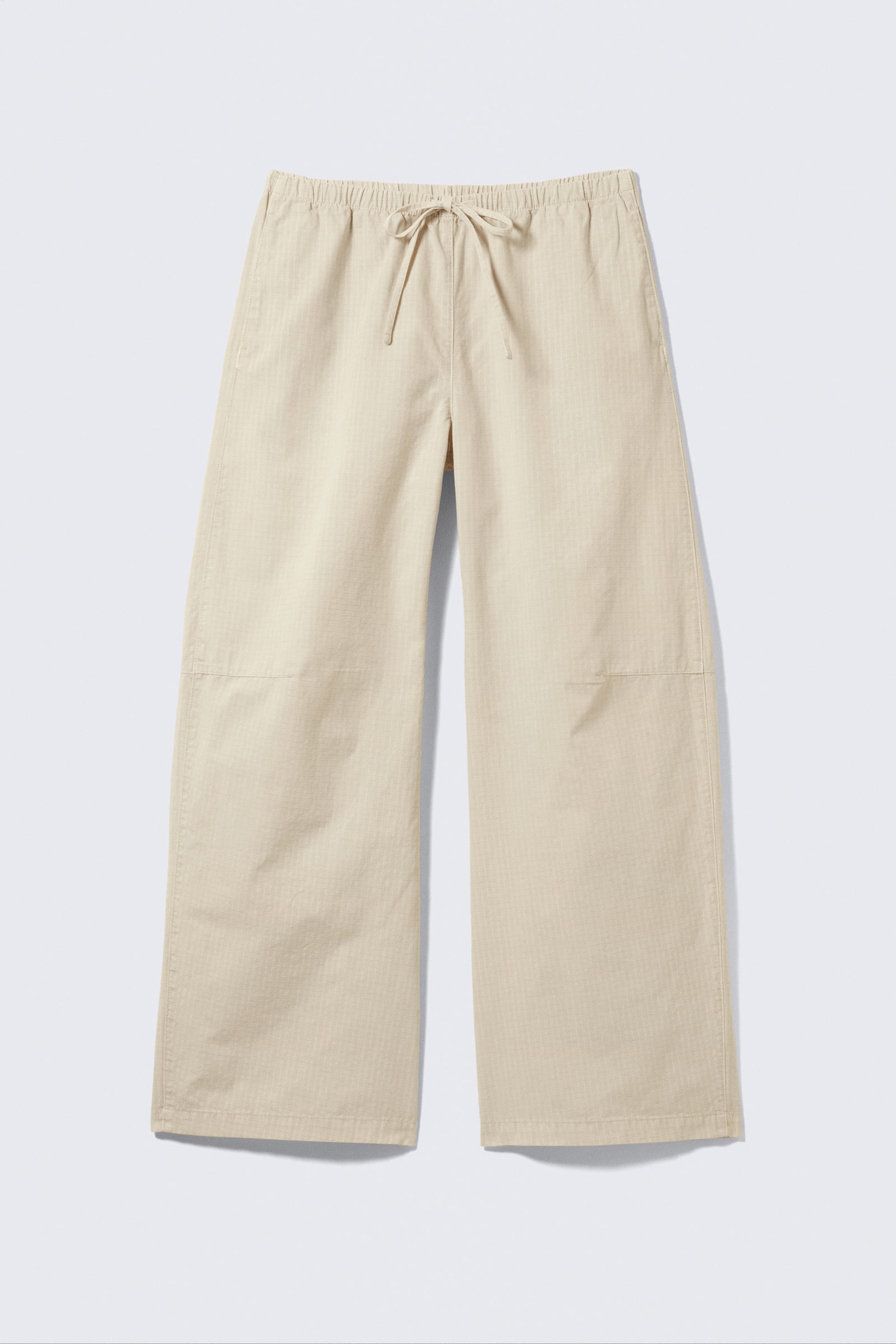 Light Beige - Loose Fit Washed Ripstop Trousers - 4