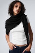 Black - Distressed Triangle Scarf - 0