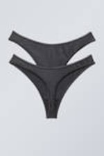 Dark Grey - 2-pack Jade Shiny Thong - 1