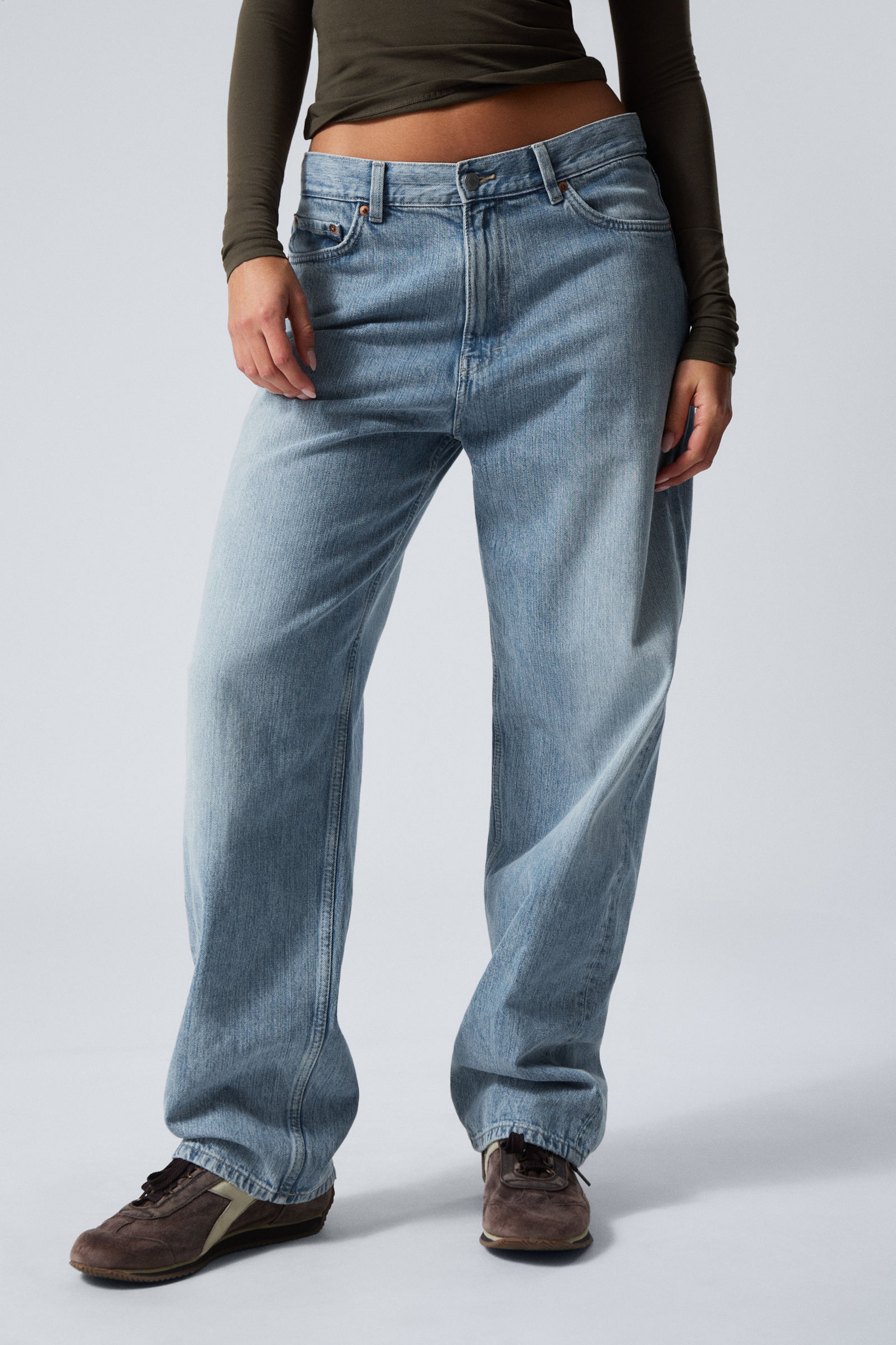 Blue Fade - Mellanblå - Galaxy Loose Straight Leg Jeans - 4