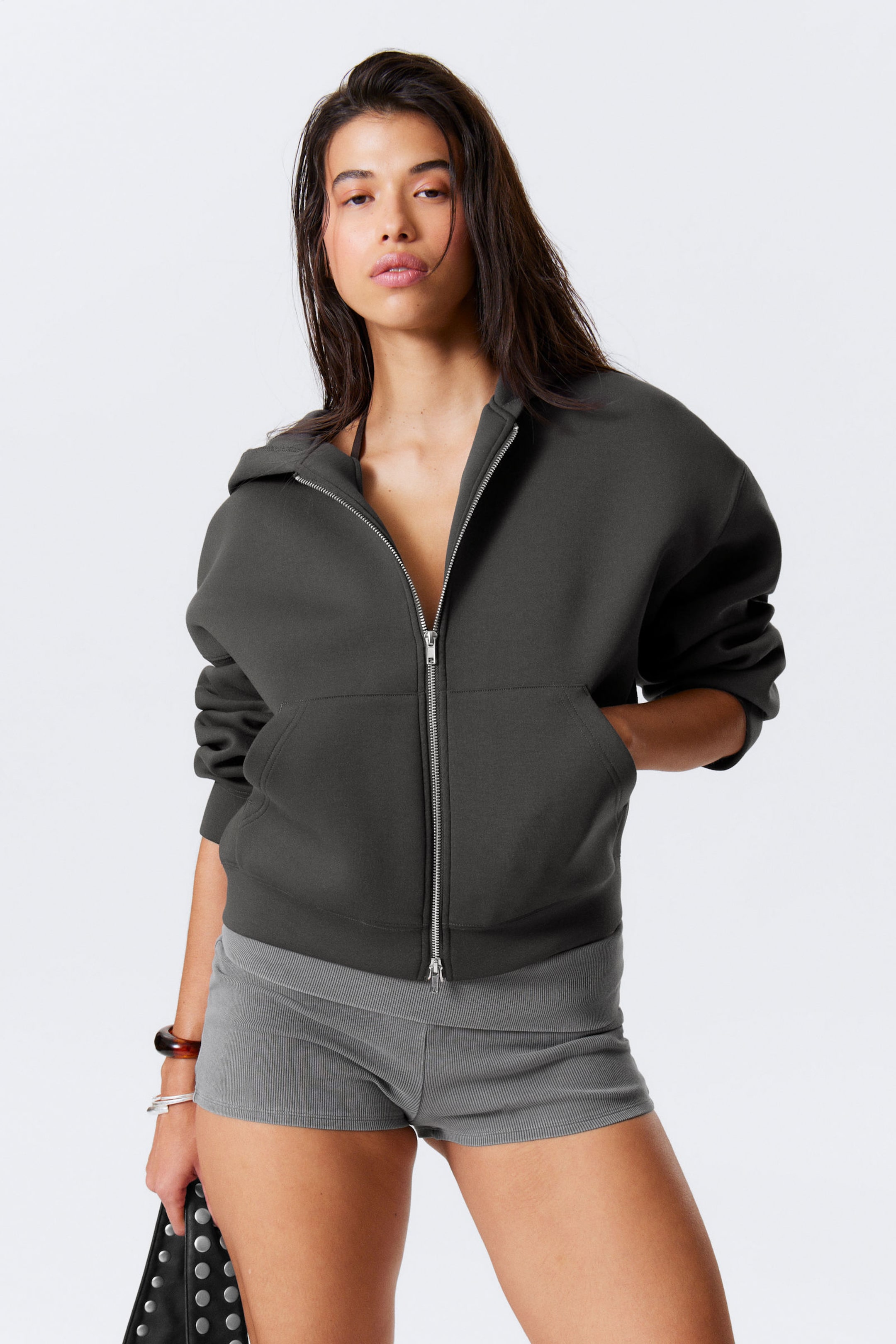 #3A3A3D - Oversized Scuba Zip-Hoodie - 1