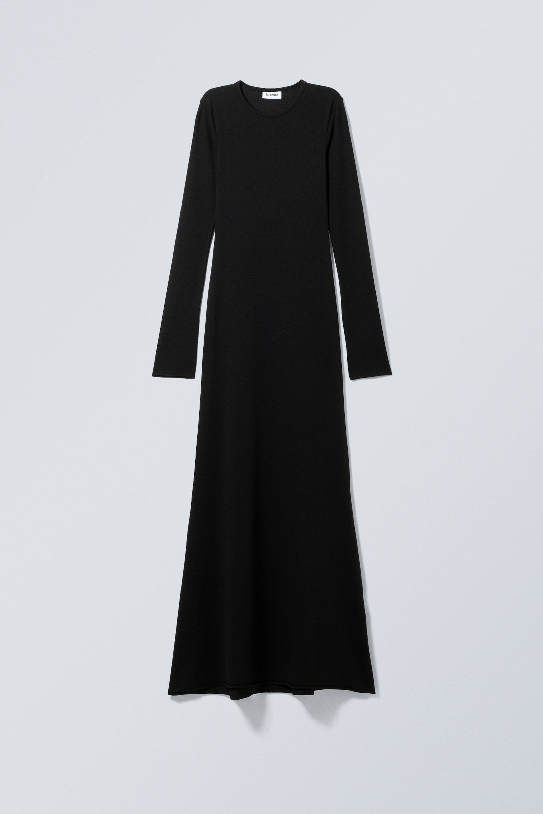 Black - Long Sleeve Maxi Dress - 2