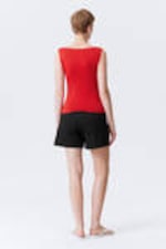 Red - Annie Soft Sleeveless Boat-Neck Top - 3