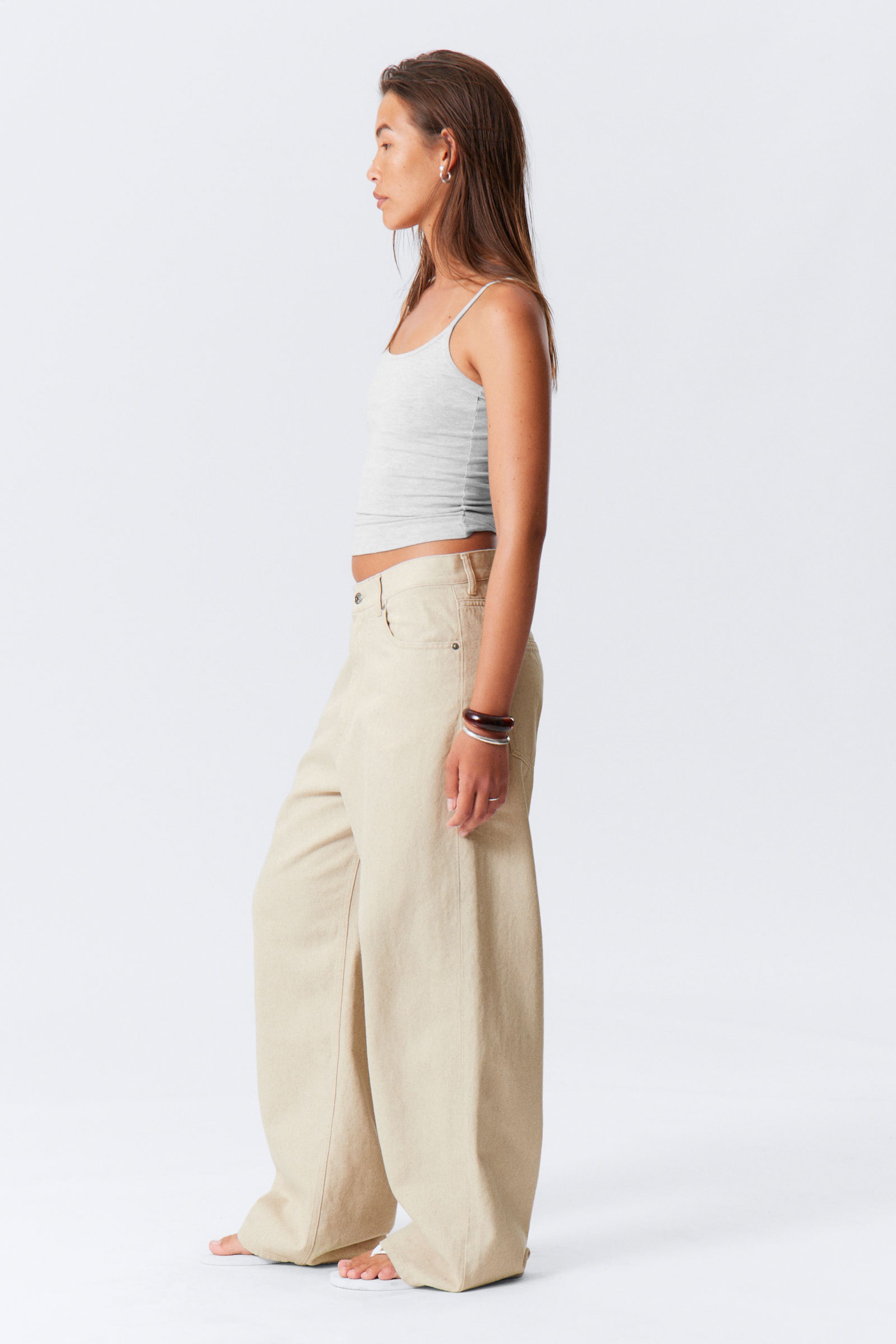 Ecru - Astro Baggy Linen Blend Trousers - 2