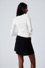 Black - Tailored Viscose Mini Wrap Skirt - 4