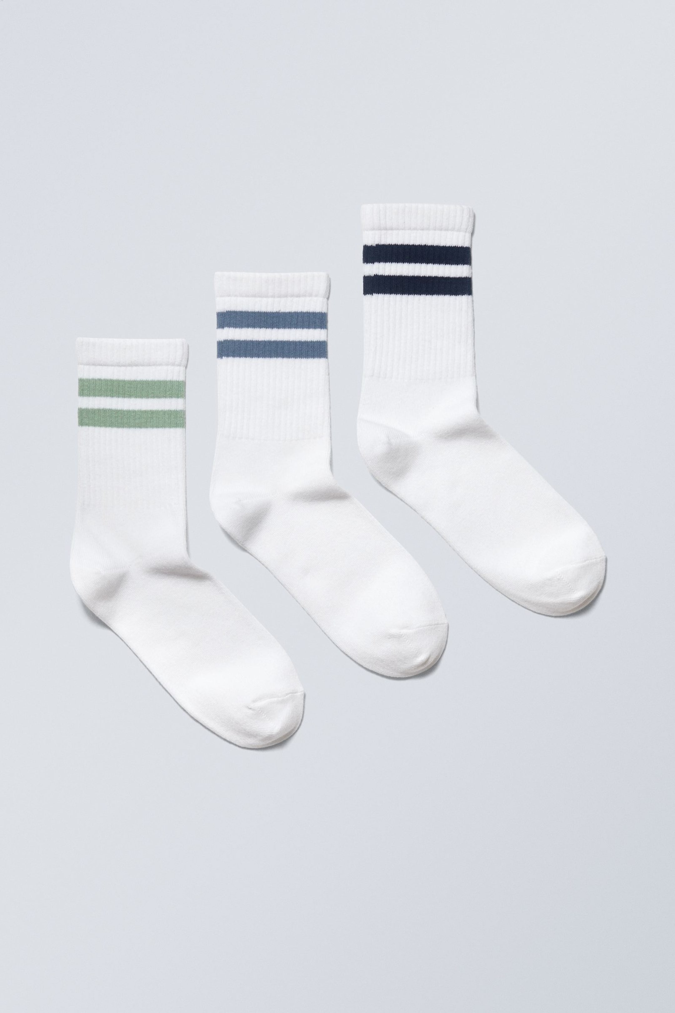 Black Blue Green Stripe - 3-pack Sport Striped Socks - 0