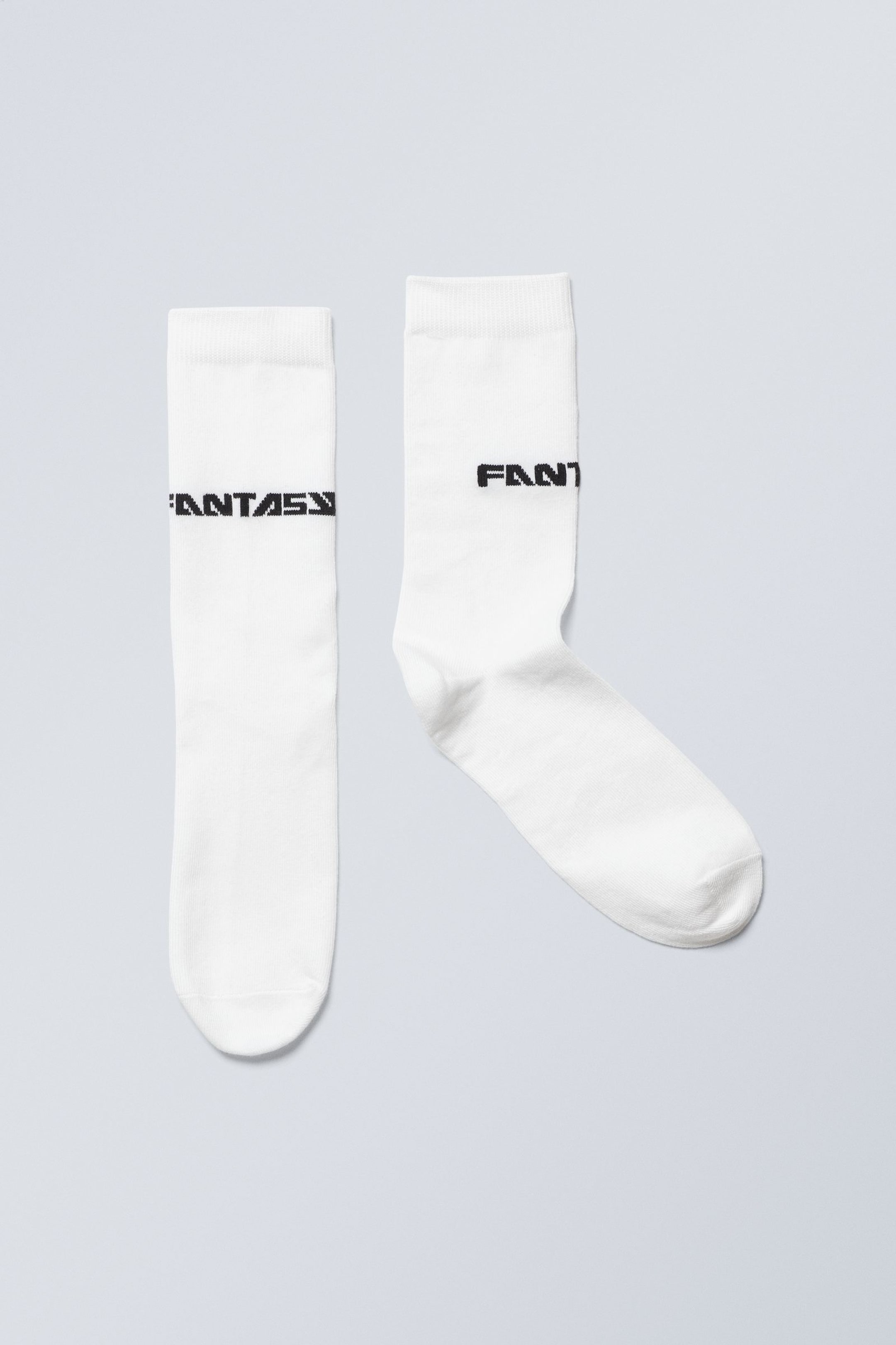 White - Cotton Graphic Socks - 0