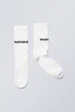 White - Cotton Graphic Socks - 0