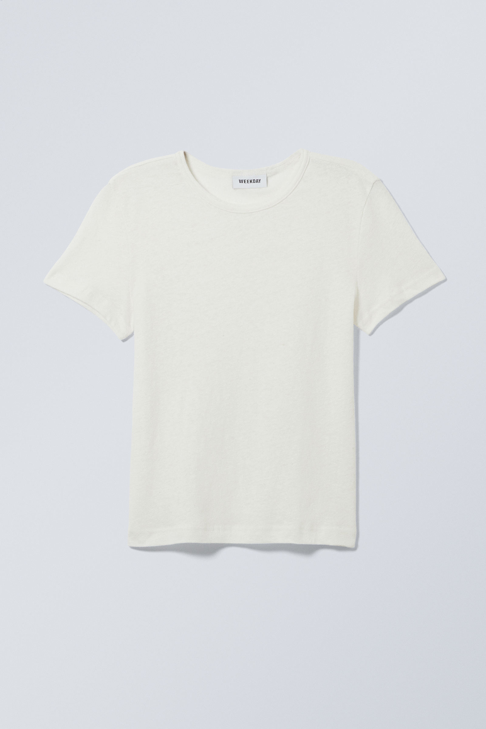 最大80％OFF - 『在庫ロス売買マーケット』 sheer fitted linen blend t-shirt - Dusty White | Weekday WW トップス