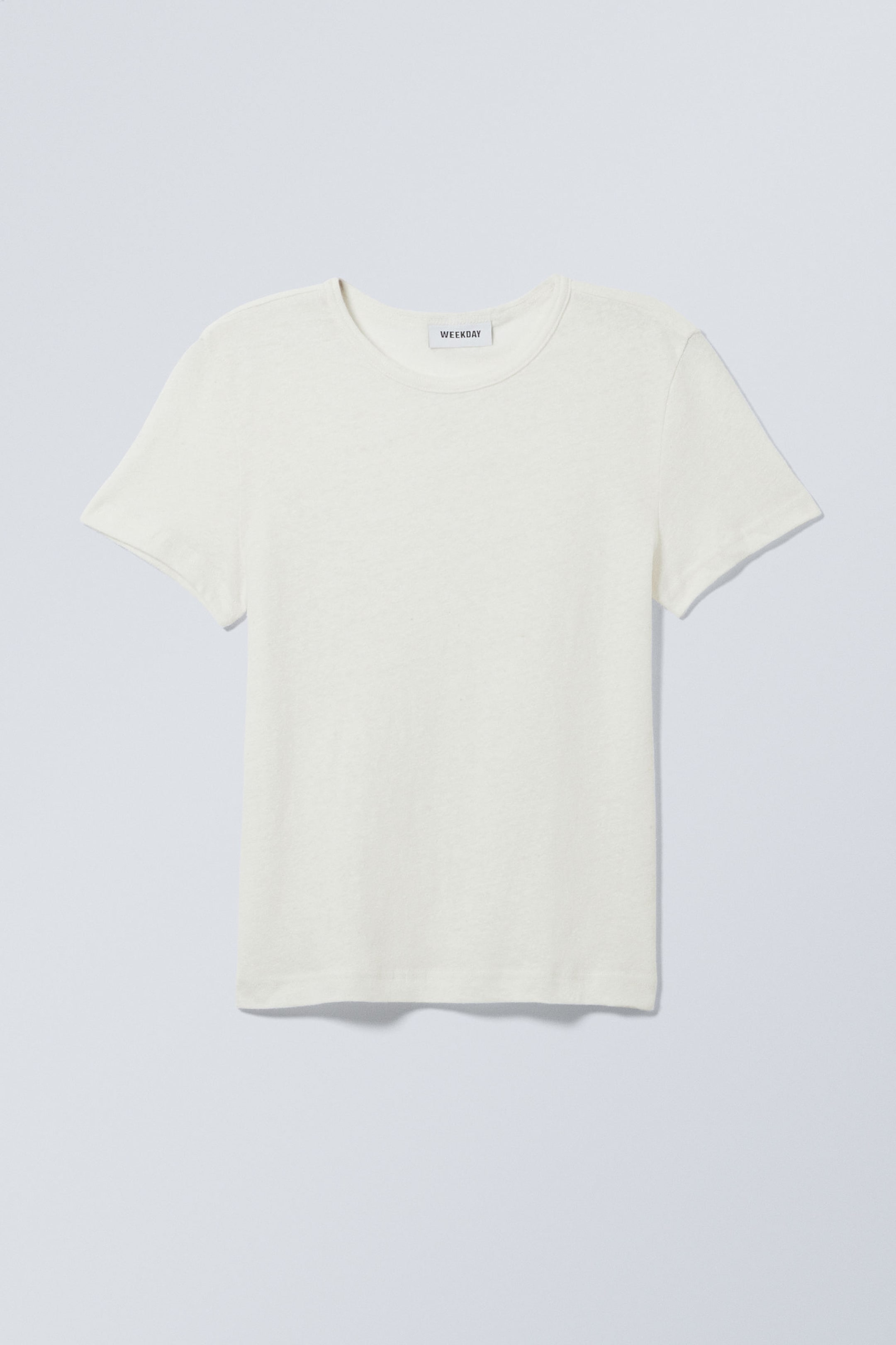 Dusty White - Sheer Fitted Linen Blend T-shirt - 0