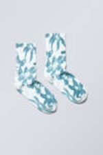 Blue Flower - Sport Printed Socks - 0