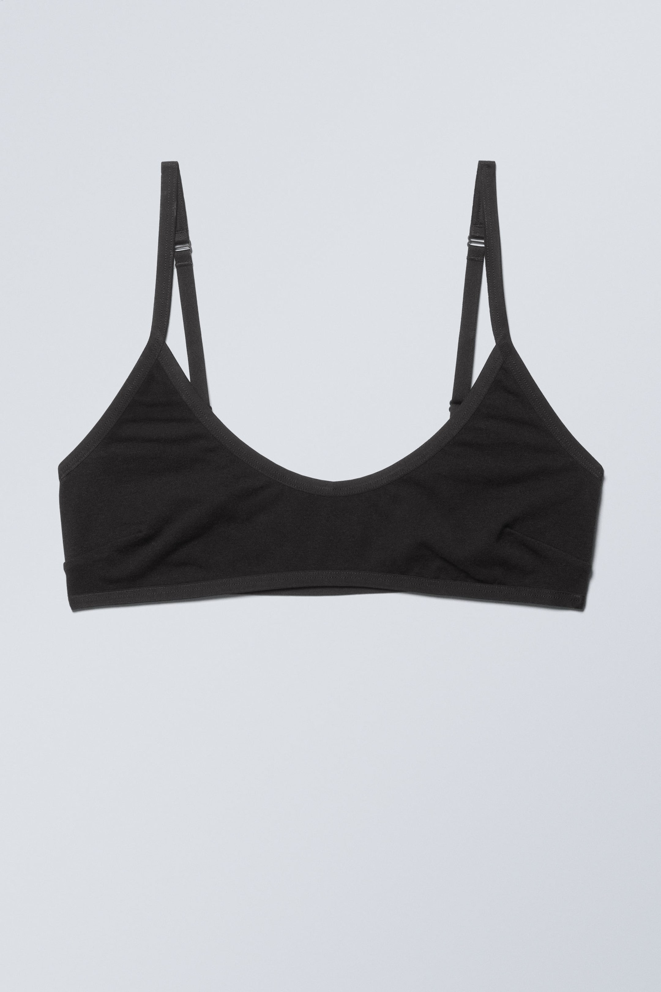 Black - Inez Scooped Cotton Bralette - 0