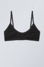 Black - Inez Scooped Cotton Bralette - 0