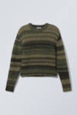 Khaki Green - Irregular Stripe - Striped Regular Fit Sweater - 2