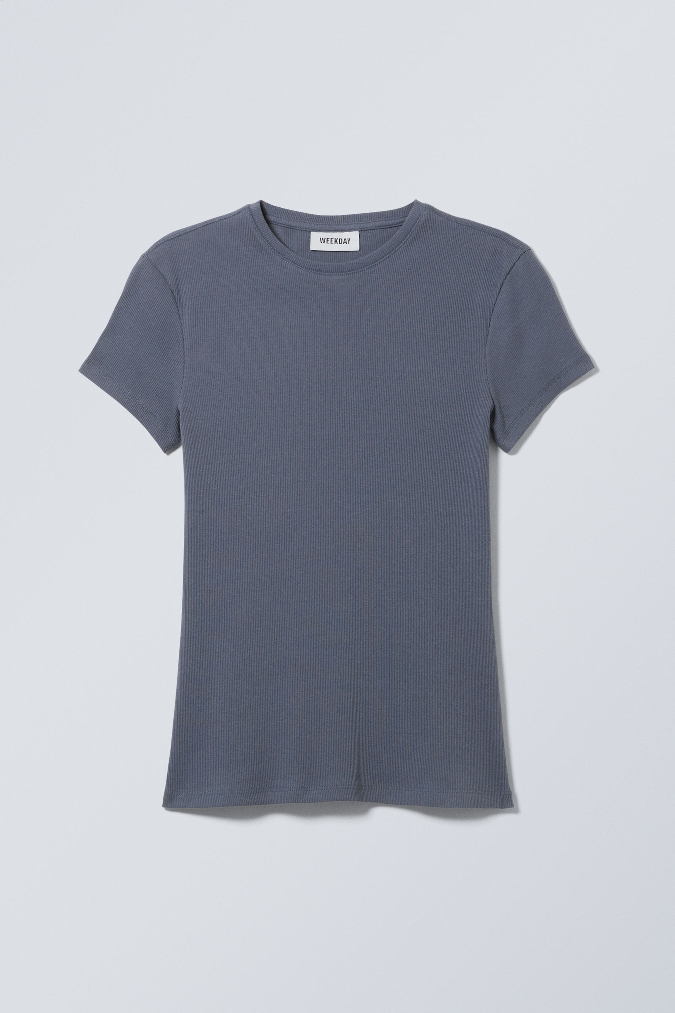 Dusty Blue - Close Fitted Rib T-Shirt - 0