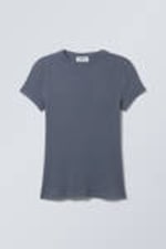 Dusty Blue - Close Fitted Rib T-Shirt - 0