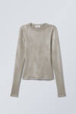 Dusty Metallic Mole - Ribbed Metallic Long Sleeve Top - 0