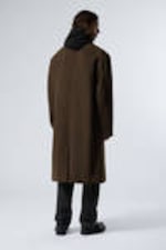 Dark Brown - Single Breasted Wool-blend Coat - 3