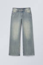 Blau gefleckt - Ample Low Waist Loose Wide Leg Jeans - 0