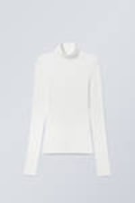 White - Sheer Long Sleeve Turtleneck - 2