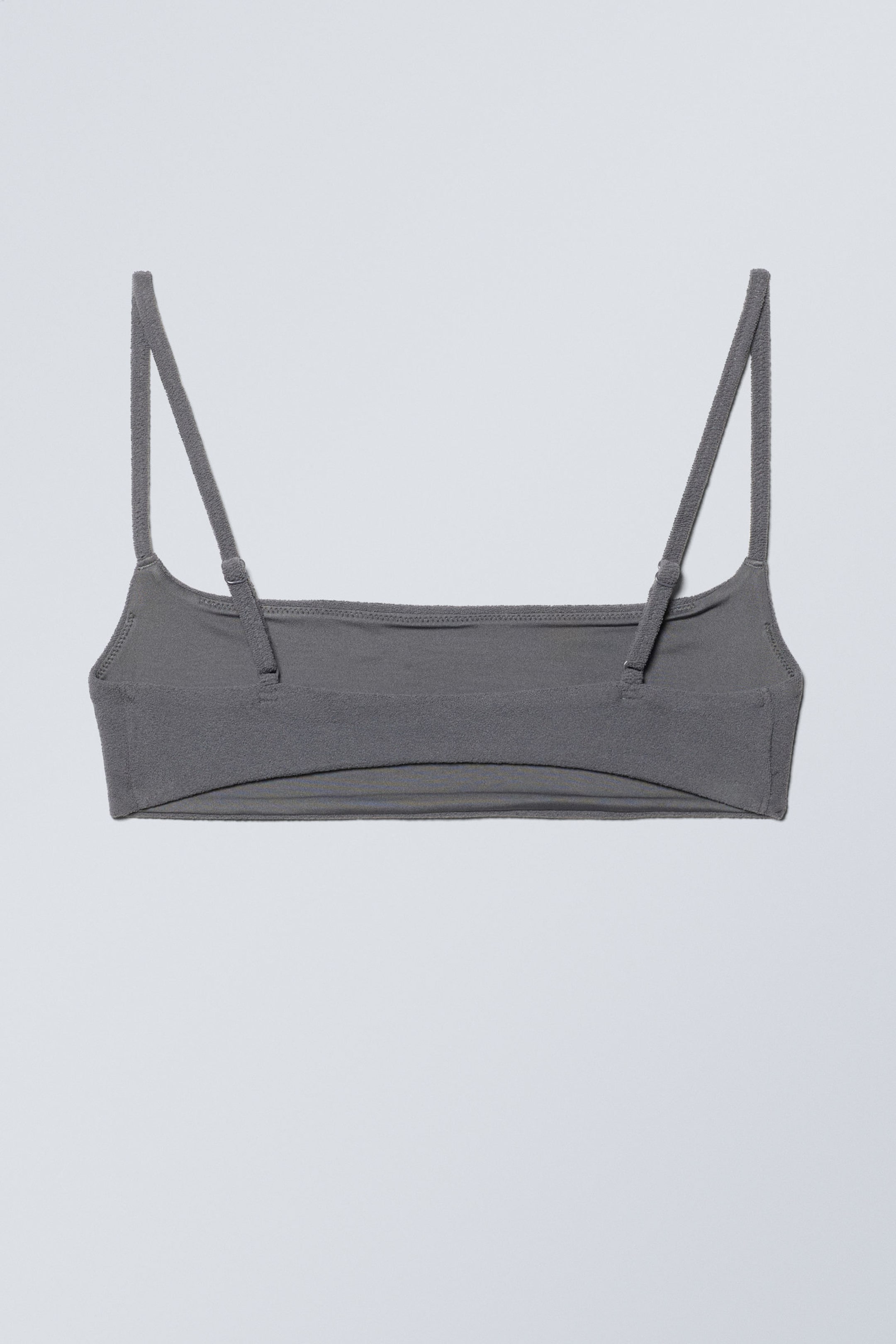 Dark Grey - Towelling Scoop Neck Bikini Top - 1