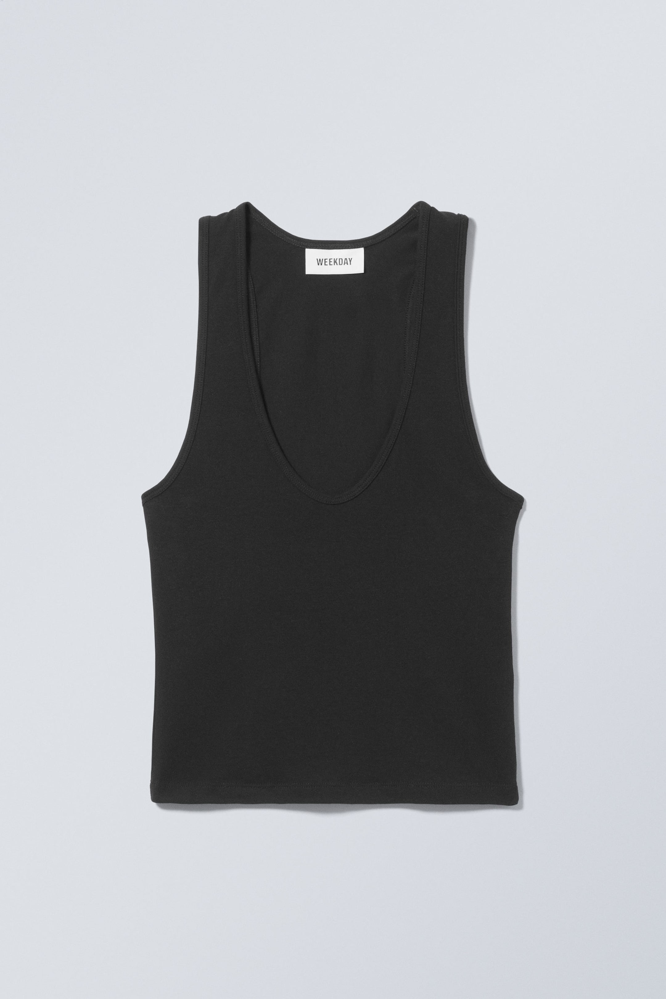 Black - Deep U-Neck Tank Top - 0