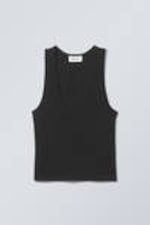 Black - Deep U-Neck Tank Top - 0