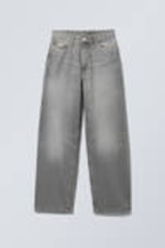 Misty Grey - Hellgrau - Rail Mid Waist Loose Wide Leg Jeans - 2